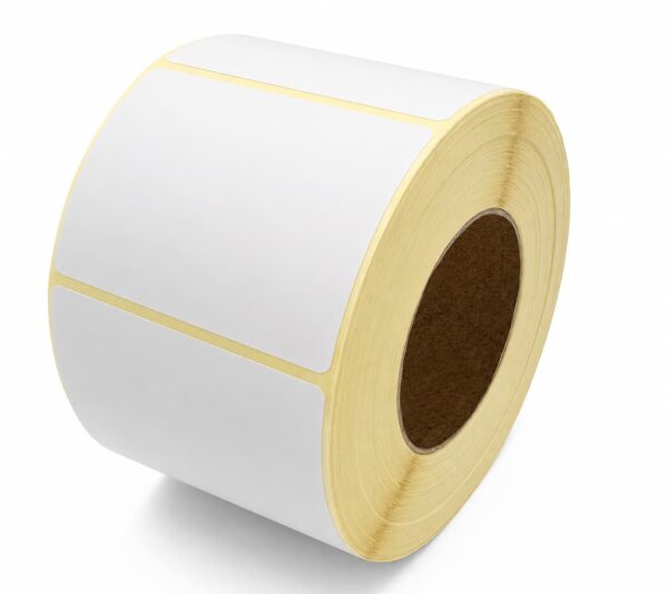 Etiquettes thermiques vierges 58×43 mm diamètre mandrin 41 mm. 750 étiquettes par rouleau. Compatible avec les imprimantes thermiques .
