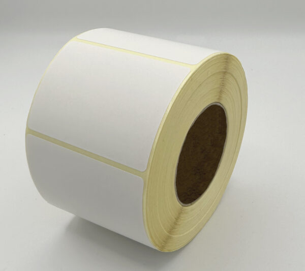 Etiquettes thermiques vierges 58×43 mm diamètre mandrin 41 mm. 750 étiquettes par rouleau. Compatible avec les imprimantes thermiques .