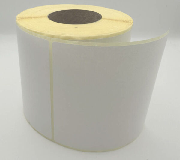Étiquette vierge 100x150 mm, papier blanc mat  de mandrin 76mm. 1000 étiquettes par rouleau, compatibles avec les imprimantes thermiques.