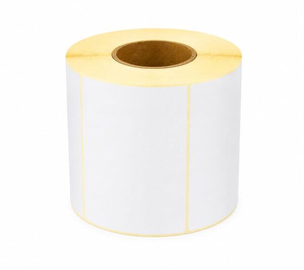 Étiquette vierge 100x150 mm, papier blanc mat  de mandrin 76mm. 1000 étiquettes par rouleau, compatibles avec les imprimantes thermiques.