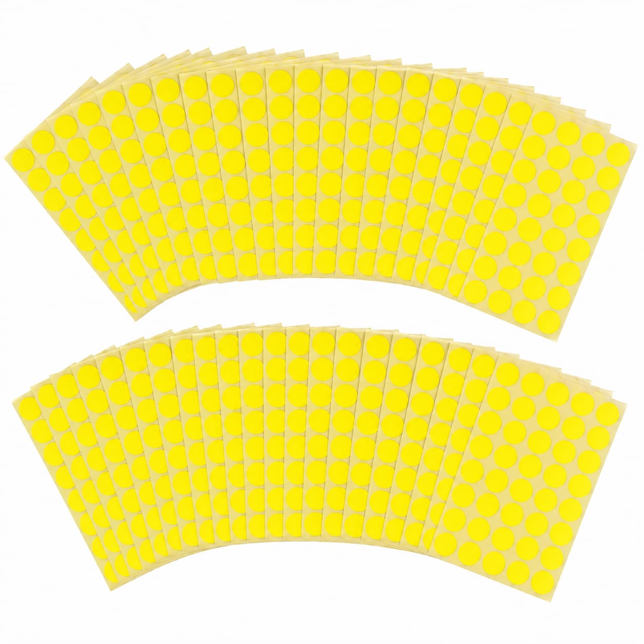 Lot de 10 Pochettes – Pastilles Adhésives Fluo Rondes 10 mm – 2250 Étiquettes – Jaune Fluorescent