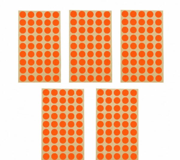 Pastilles Adhésives Fluo Rondes 10 mm – 225 Étiquettes – Rouge Fluorescent