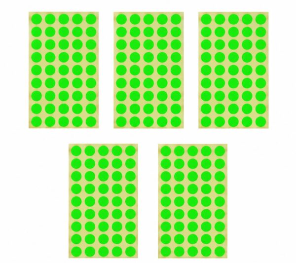 Pastilles Adhésives Fluo Rondes 10 mm – 225 Étiquettes– Vert Fluorescent