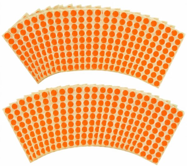 Lot de 10 Pochettes – Pastilles Adhésives Fluo Rondes 10 mm – 2250 Étiquettes –  Rouge Fluorescent