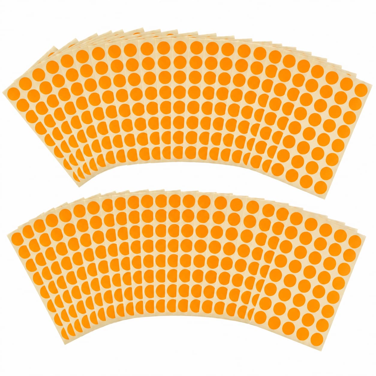 Lot de 10 Pochettes – Pastilles Adhésives Fluo Rondes 10 mm – 2250 Étiquettes – Orange Fluorescent