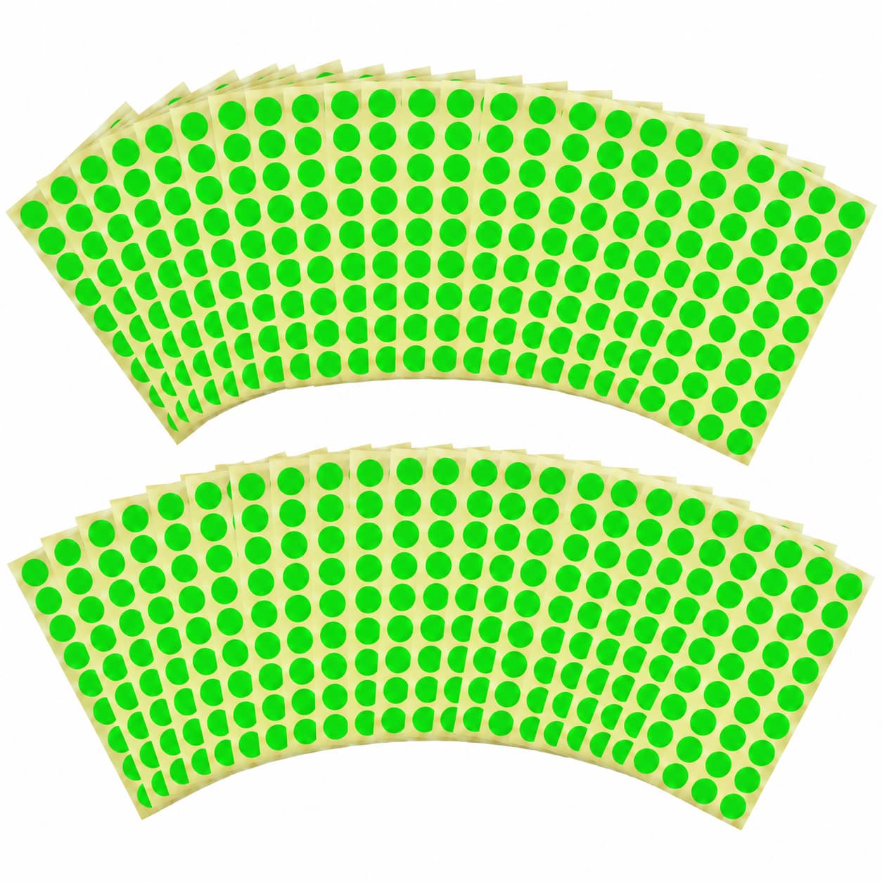 Lot de 10 Pochettes – Pastilles Adhésives Fluo Rondes 10 mm – 2250 Étiquettes – Vert Fluorescent