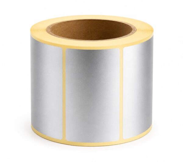 Étiquettes Adhésives 60 x 40 mm – Argent Semi-Brillant – 250 Étiquettes par Bobine