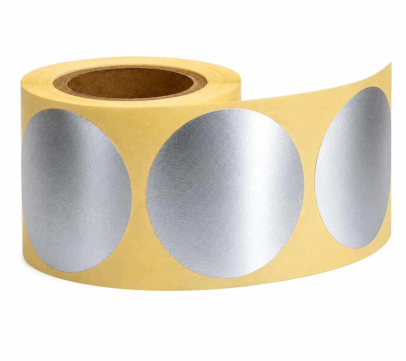 Étiquettes Adhésives Rondes 30 mm – Papier Argent Métallisé – 250 Étiquettes par Bobine