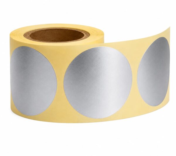 Étiquettes Adhésives Rondes 30 mm – Argent Semi-Brillant – 250 Étiquettes par Bobine