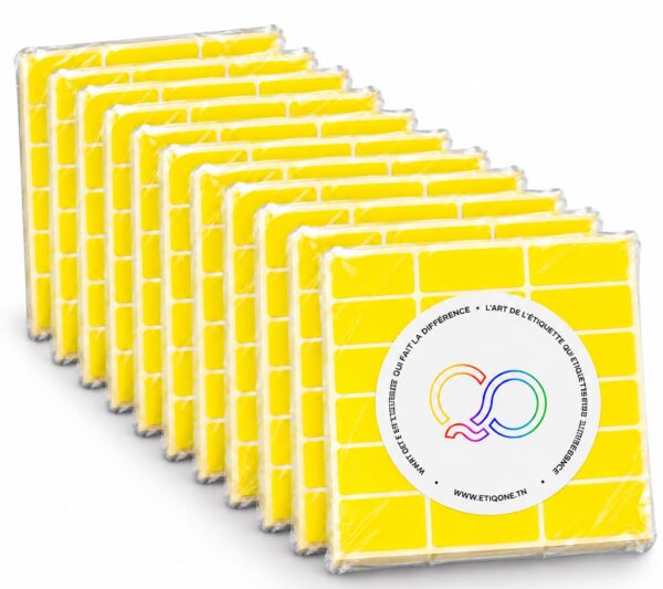 Lot de 10 – Identification Fluo – Pochettes jaune fluo 40 × 20 mm