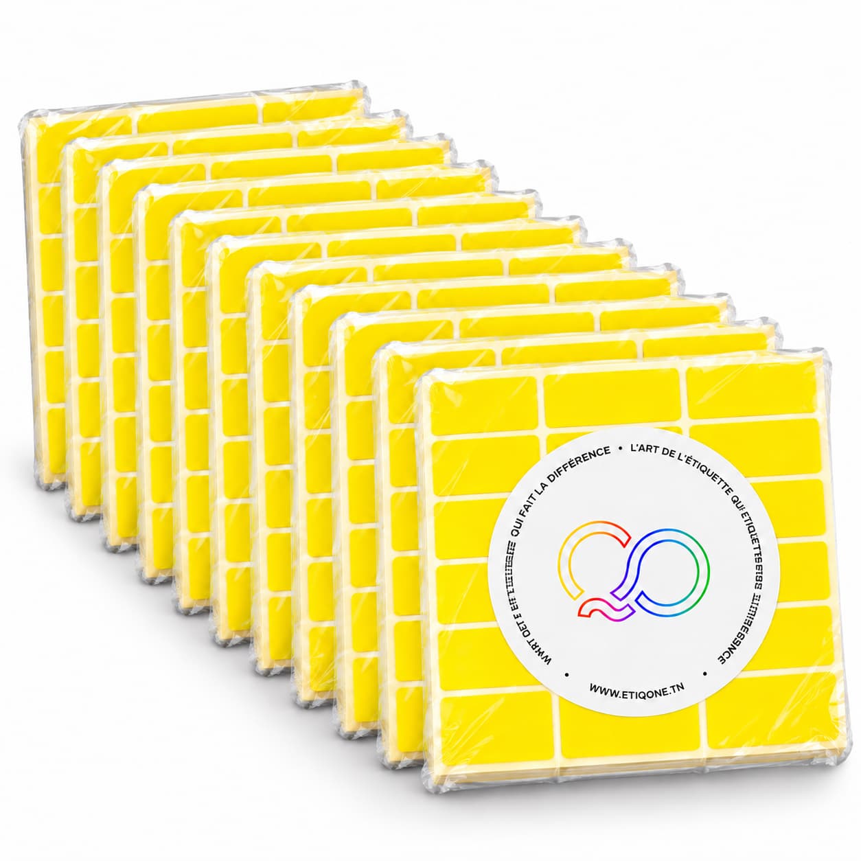 Lot de 10 – Identification Fluo – Pochettes jaune fluo 40 × 20 mm