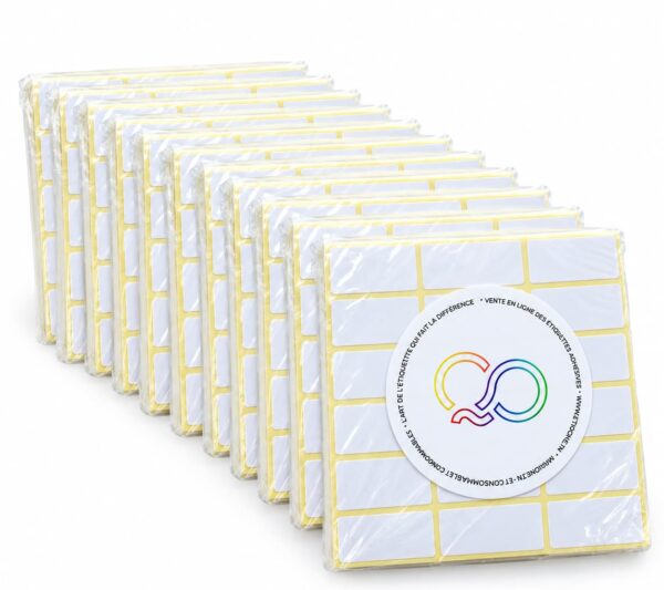Lot de 10 – Identification Fluo – Pochettes blanc mat 40 × 20 mm