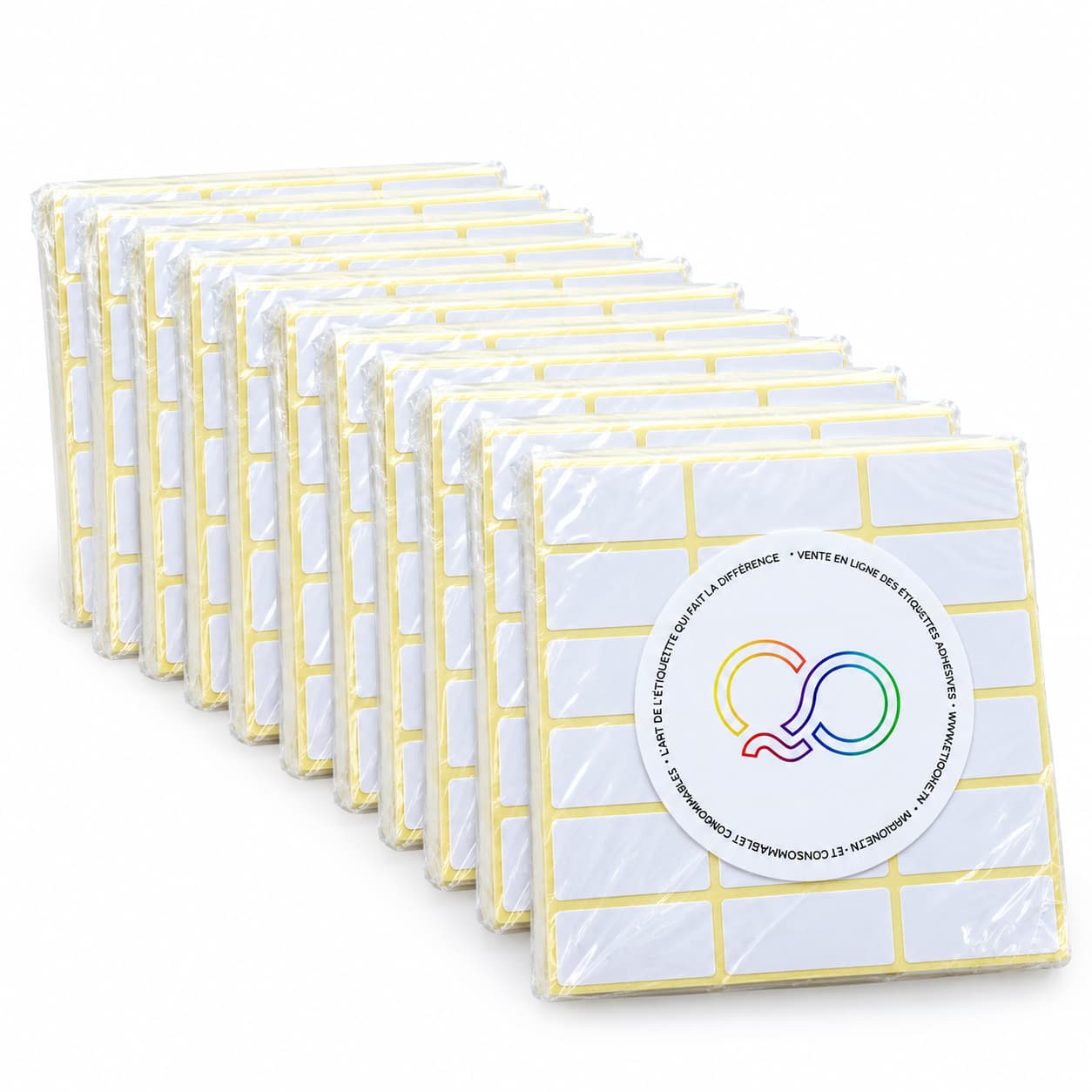 Lot de 10 – Identification Fluo – Pochettes blanc mat 40 × 20 mm