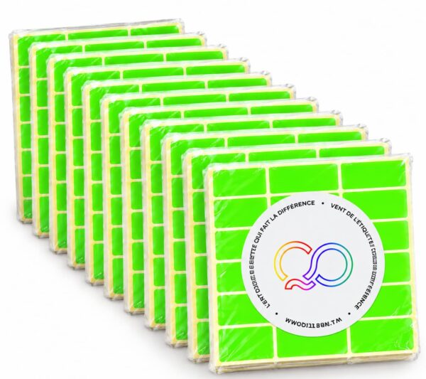 Lot de 10 – Identification Fluo – Pochettes vert fluo 40 × 20 mm