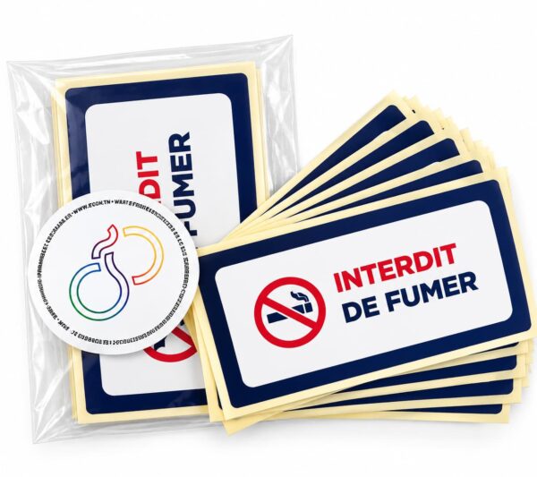 Étiquettes Adhésives « Interdit de Fumer » – 100 × 50 mm – Pochette de 20 Étiquettes