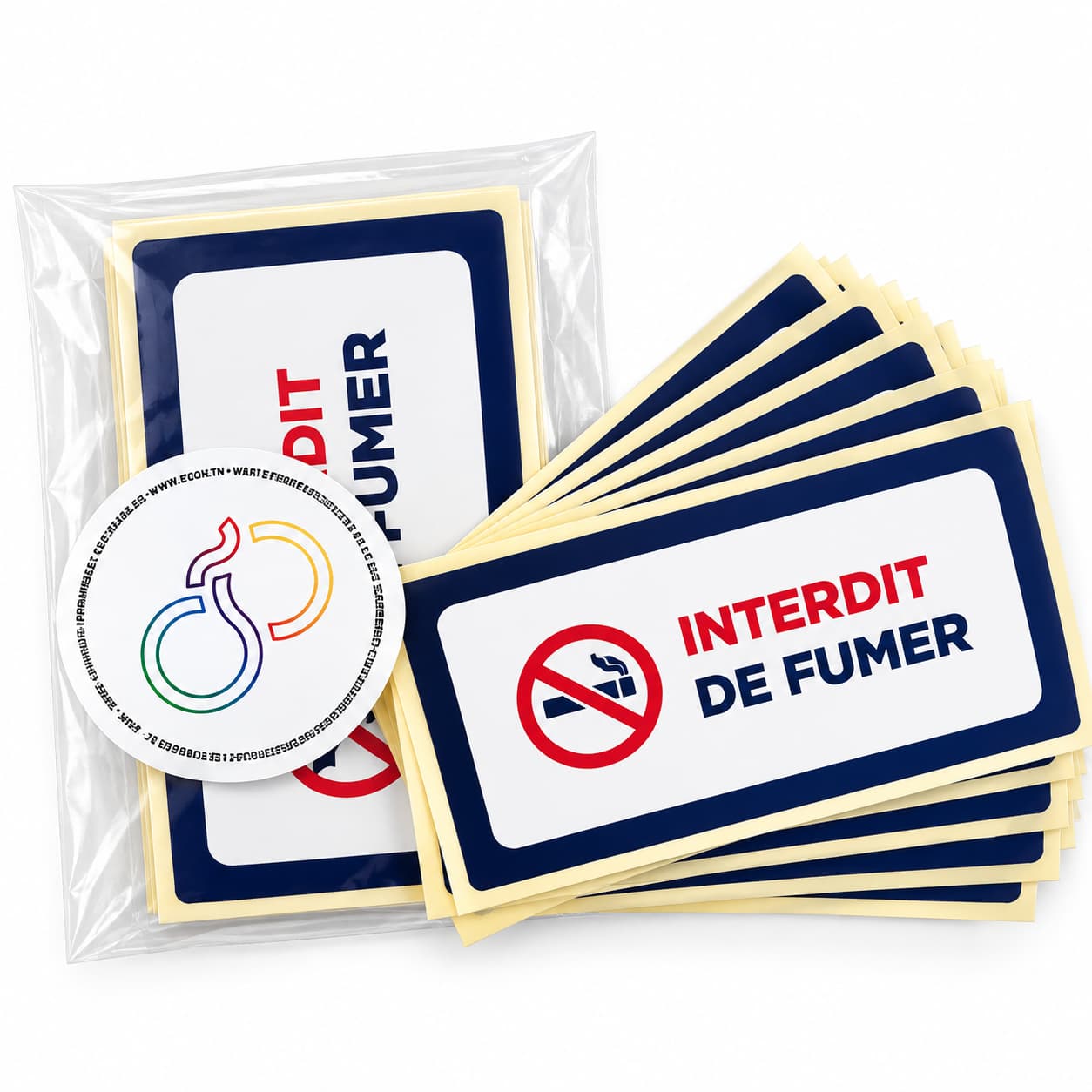 Étiquettes Adhésives « Interdit de Fumer » – 100 × 50 mm – Pochette de 20 Étiquettes