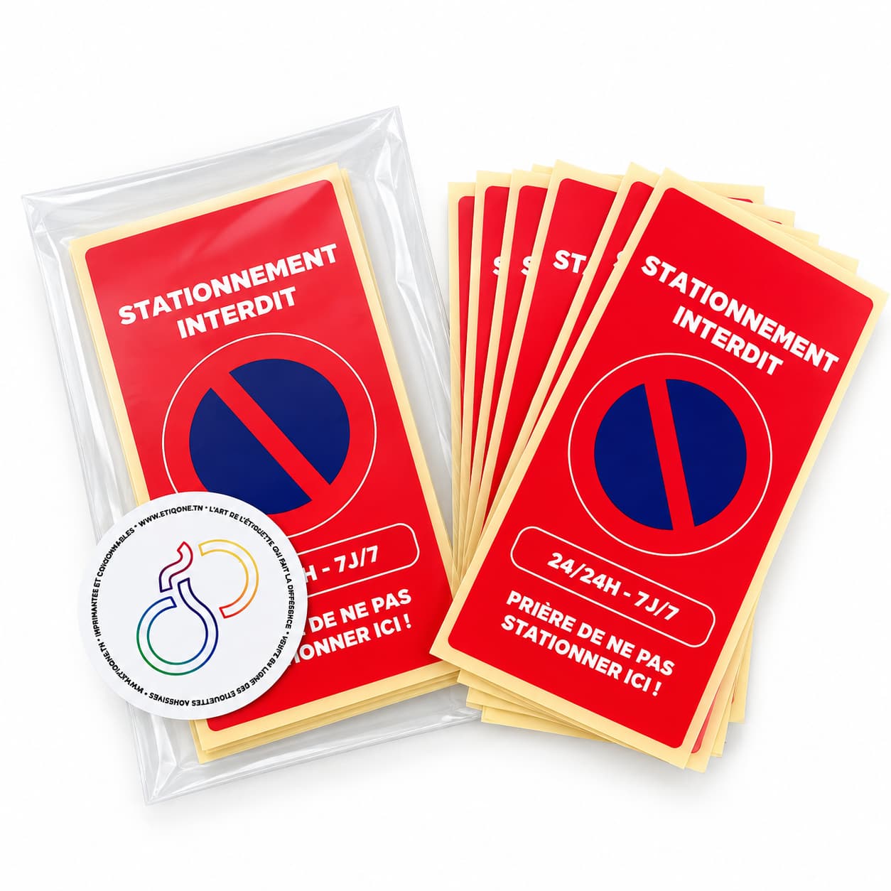 Étiquettes Adhésives « Stationnement Interdit » 100 × 50 mm – Pochette de 20 Feuilles