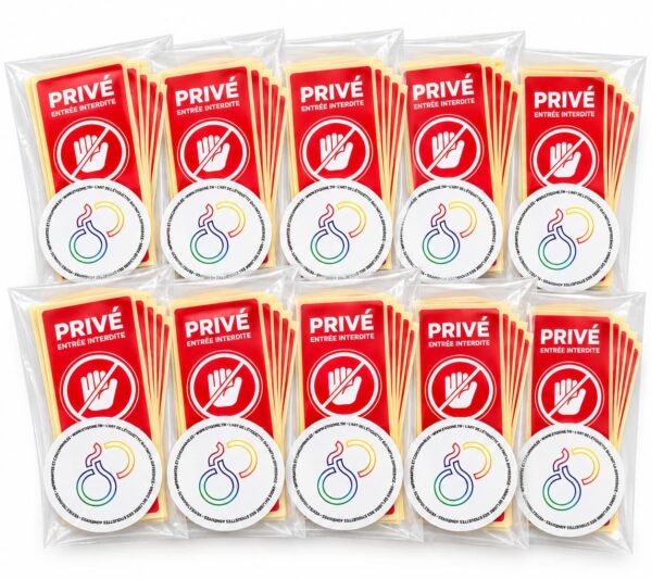 Lot de 10 Pochettes d’Étiquettes Adhésives « Privé – Entrée Interdite » – 100 × 50 mm – 200 Étiquettes